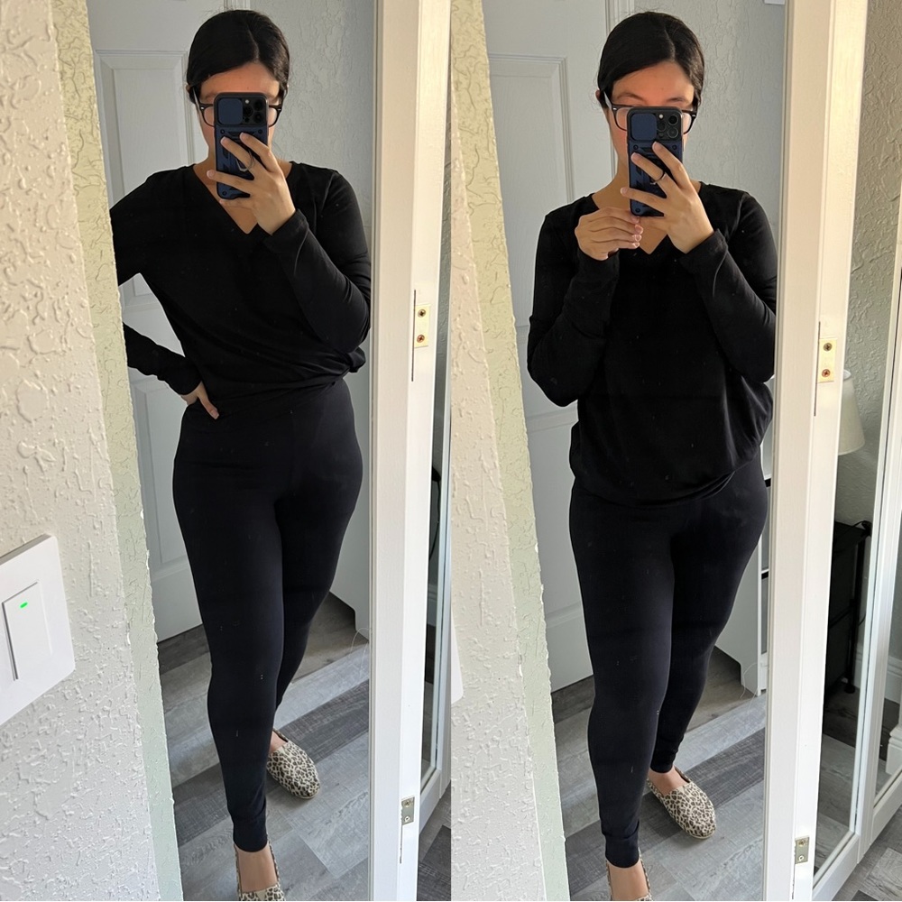 Black cotton long sleeve top and joggers lounge set